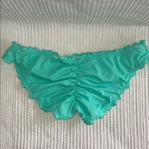Victoria Secret Teal Ruffle Cheeky Swim Bottoms, L